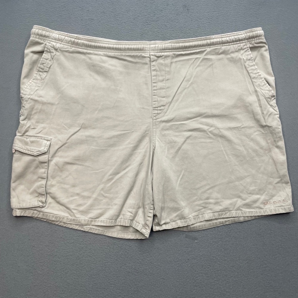 VTG Big Dogs Men 1X Khaki Cargo Hoochie Daddy Shorts Elastic Waist 90s